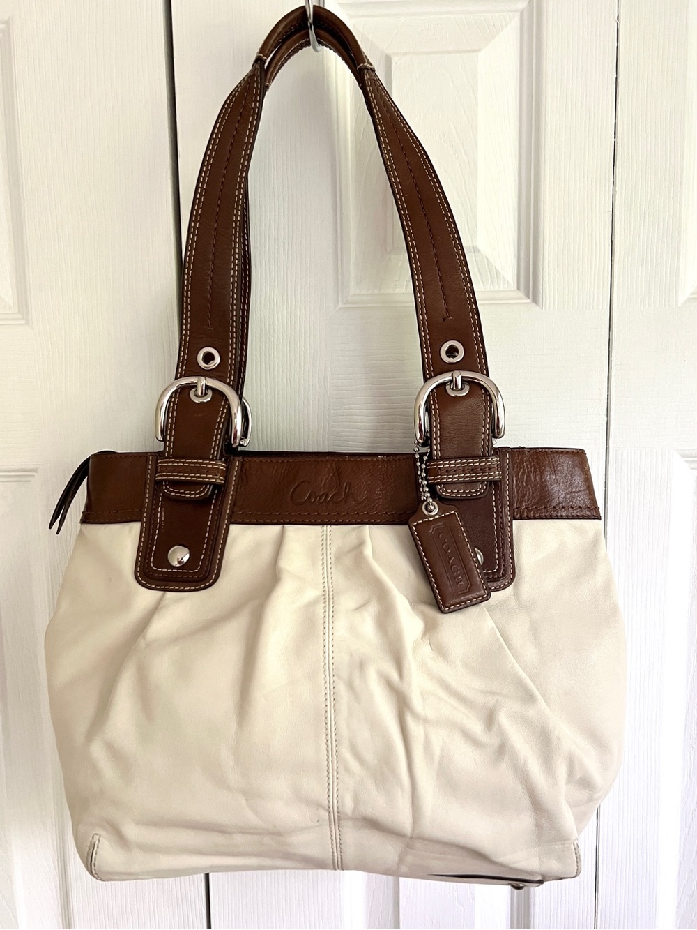 Coach Vintage Y2K SoHo Pleated Leather Satchel Tote Bag F15045